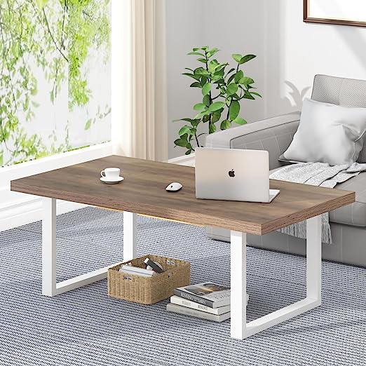 Rustic Living Room Table, Simple Industrial Rectangle Coffee Table