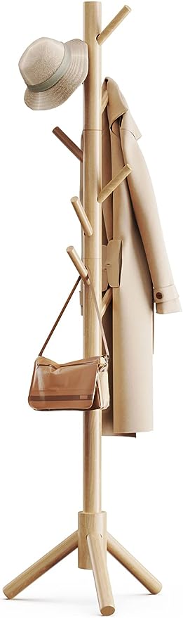 Coat Rack, Coat Rack Freestanding with 3 Adjustable Coat Tree and 8 Hooks