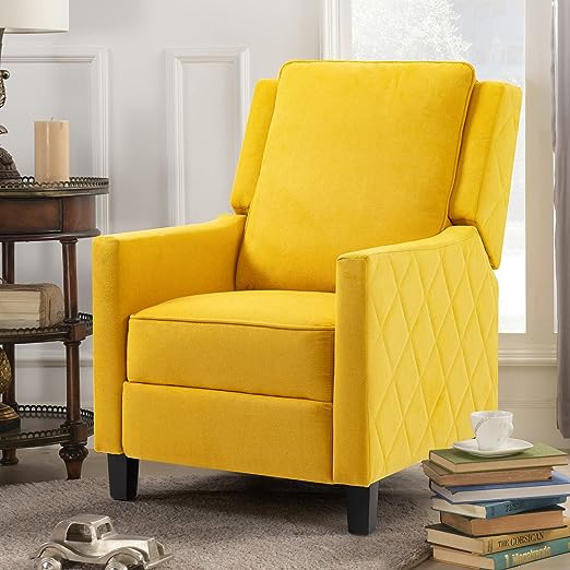 CloudEase Push-Back Recliner Chair Tufted Armchair with Pop-Up Footrest