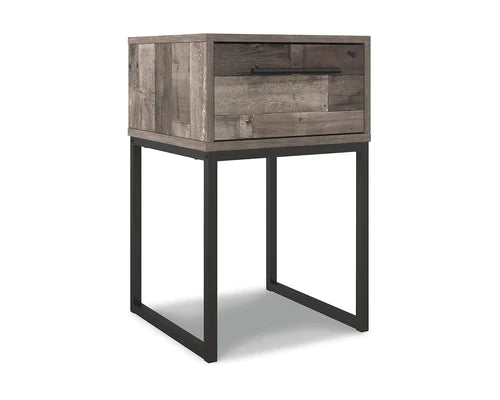 Neilsville Industrial 1 Drawer Nightstand, Butcher Block Gray