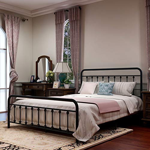 Metal Bed Frame , Victorian Vintage Style Headboard and Footboard - Bircata