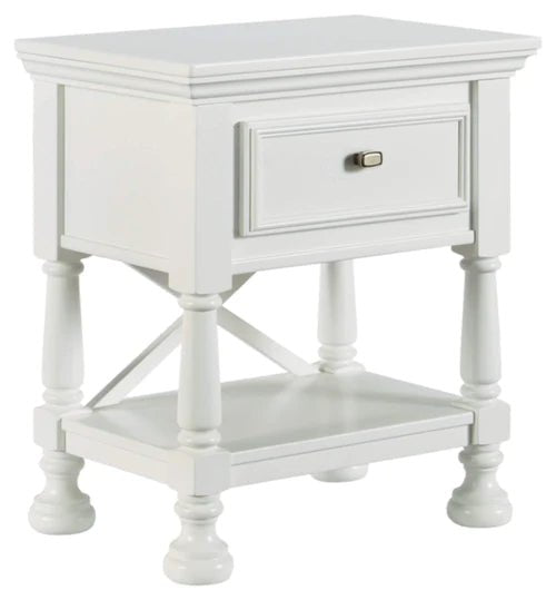 Kaslyn Country Cottage 1 Drawer Children's Nightstand, White - Bircata