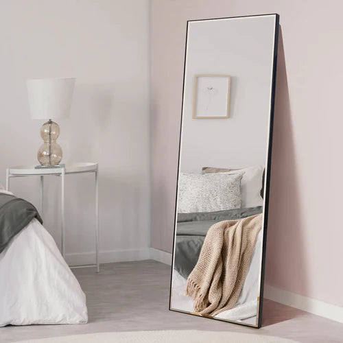 Standing Full Length Mirror 65"x20", Black Frame Floor Full Body Large Dressing Mirror