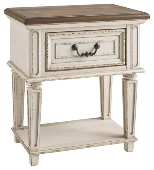 Realyn Nightstand, 1 Drawer, Chipped White - Bircata