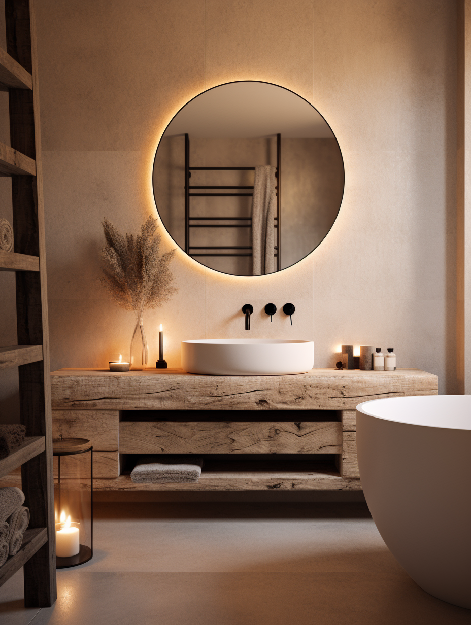 Elegant light-up bathroom vanity mirror with warm LED glow, perfect for modern bathrooms. Sleek design enhances any bathroom with LED lights.