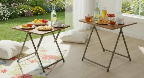 Modern small snack table with a minimalist design, perfect for small spaces.