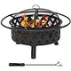 Black Crossweave Large Outdoor Fire Pit - 36-Inch Wood-Burning Fire Pit