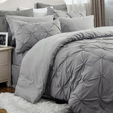 California King Comforter Set - Cal King Bed Set 7 Pieces, Pinch Pleat Navy