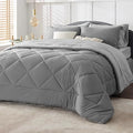 Navy Bedding Set Queen - 7 Pieces Reversible Bed Sets in a Bag with Comforters