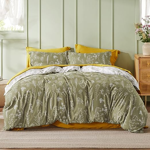 Floral Comforter Set - Queen Bedding Botanical Bed Comforter Queen Set