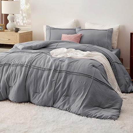 Burgundy Queen Comforter Set - 7 Pieces Reversible Queen Bed in a Bag Queen Bed Set