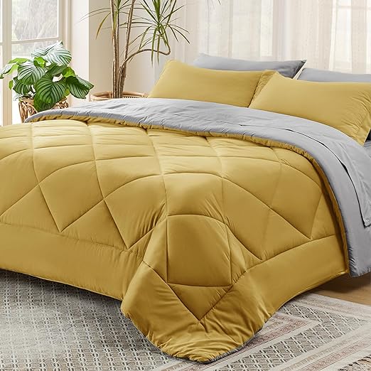 King Size Comforter Set - 7 Pieces Reversible King Bed in a Bag