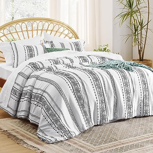 Boho Comforter Set Queen - 7 Pieces Bedding Sets Queen Bed in a Bag
