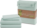 100% Organic Cotton Pure White Full Sheets Set 4-Piece Long Staple Percale Weave