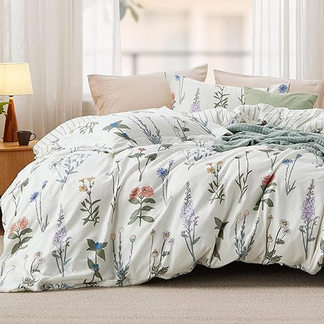 Floral Comforter Set - Queen Bedding Botanical Bed Comforter Queen Set