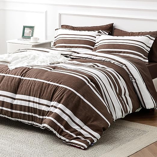 Grey White Striped Comforter for Queen Size Bed