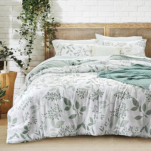 Floral Comforter Set - Queen Bedding Botanical Bed Comforter Queen Set