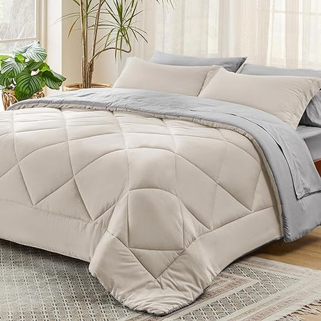 King Size Comforter Set - 7 Pieces Reversible King Bed in a Bag