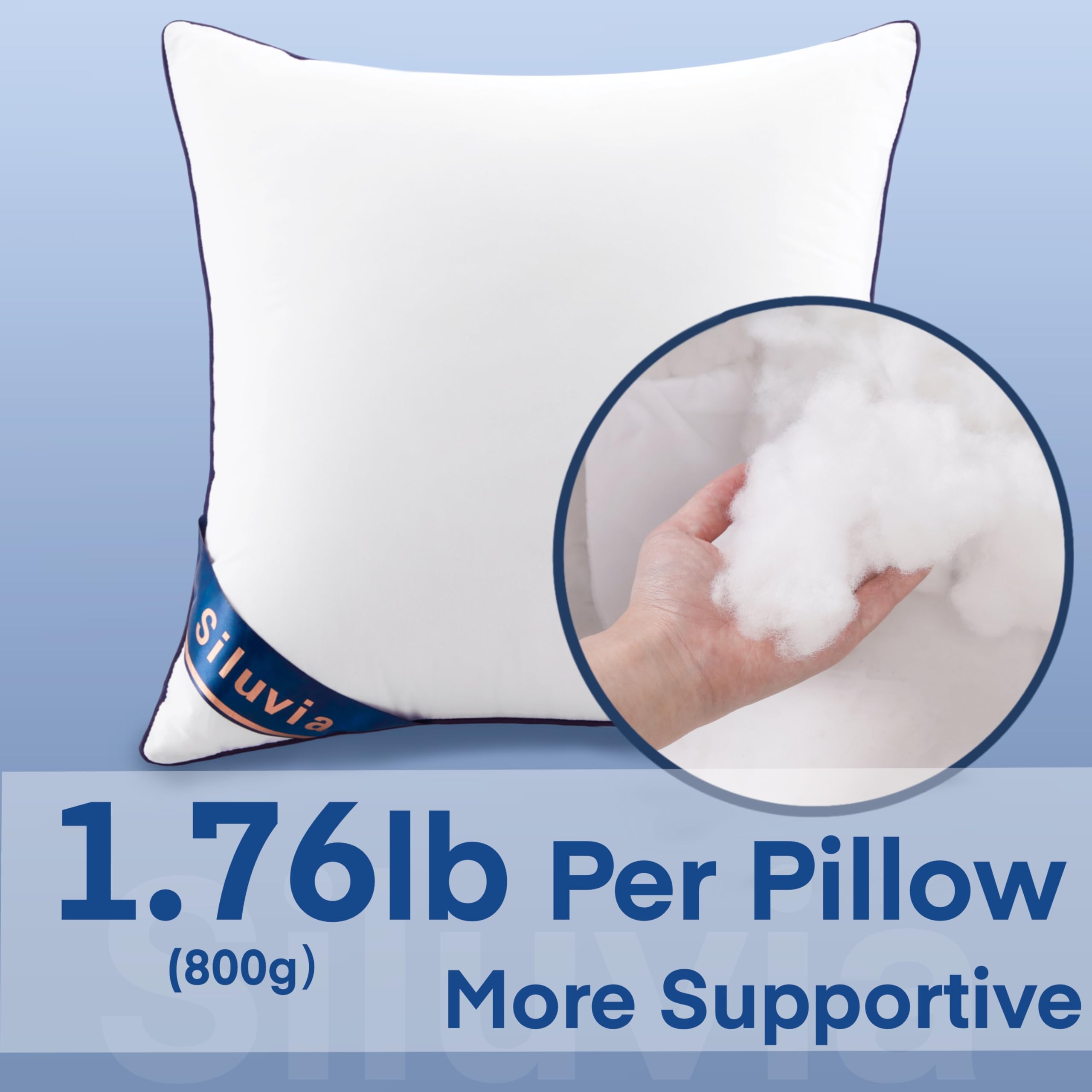 Siluvia Pillow Inserts - 1.76lb Per Pillow for Extra Support and Fluffiness