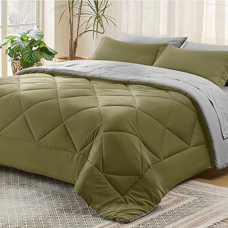 King Size Comforter Set - 7 Pieces Reversible King Bed in a Bag