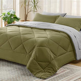 Navy Comforter Set King - 7 Pieces Reversible King Navy Bed in a Bag