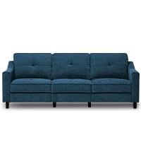 84” Fabric 3-Seaters Sofa with Tufted Backrest, Chenille Modern Sofa with Stable Wooden Legs, Upholstered Couch for Living Room, Apartment, Office, Blue