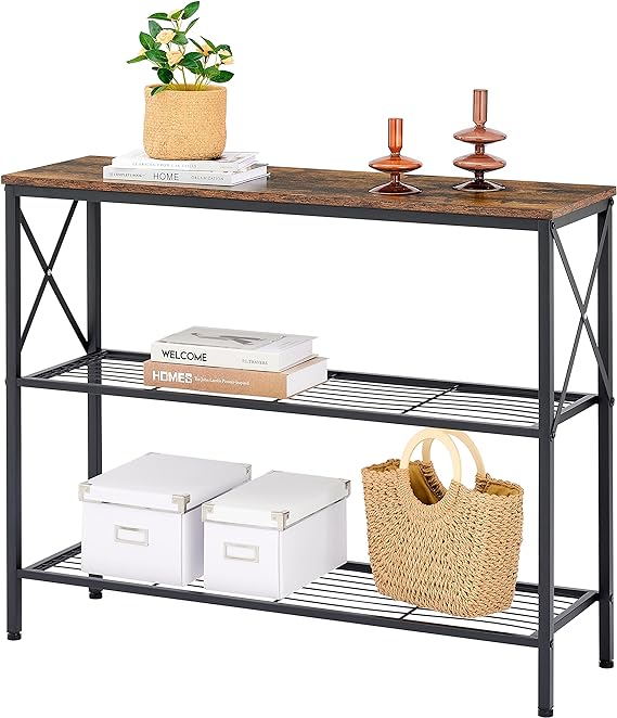 Industrial Console Table, 3 Tier Entryway Table, Hallway Table