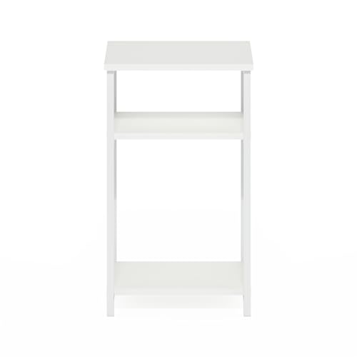 Just Metal Frame End Table, 11.73 (D) x 13.39 (W) x 22.8 (H) inches, White/White