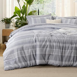 Grey White Striped Comforter for Queen Size Bed