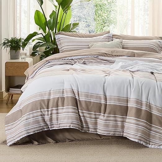 Grey White Striped Comforter for Queen Size Bed