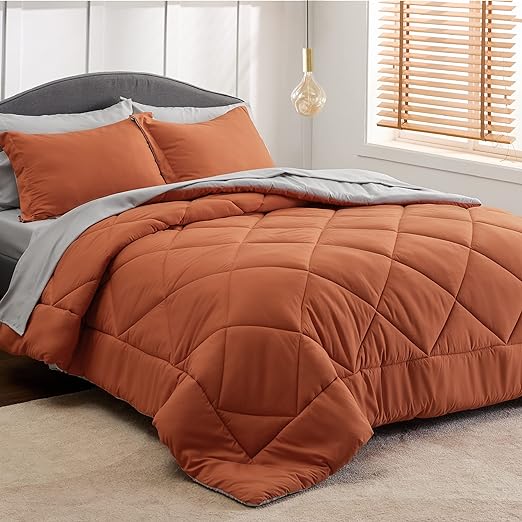 King Size Comforter Set - 7 Pieces Reversible King Bed in a Bag