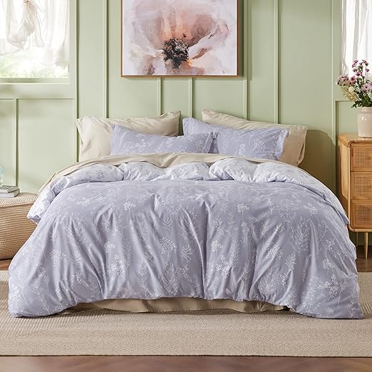 Floral Comforter Set - Queen Bedding Botanical Bed Comforter Queen Set