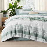 Grey White Striped Comforter for Queen Size Bed