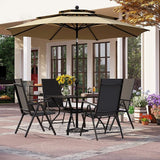 Patio Umbrella, 59"x35.4" Rectangle Metal Dining Table