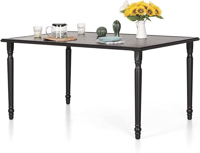 Rectangular Metal Patio Outdoor Dining Table