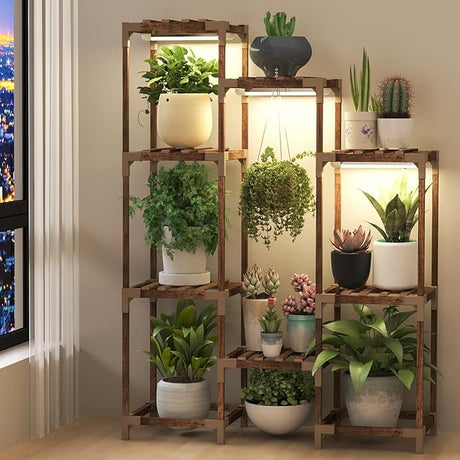 Plant Stand Indoor Outdoor, 11 Tier Reinforced Plant Shelf Multiple Plants