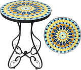 Outdoor Side Table Mosaic Patio Table Accent Tables Mosaic Tile Top Metal Frame