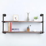 Industrial Pipe Shelving Wall Mounted,48in Rustic Metal Floating Shelves, Steampunk