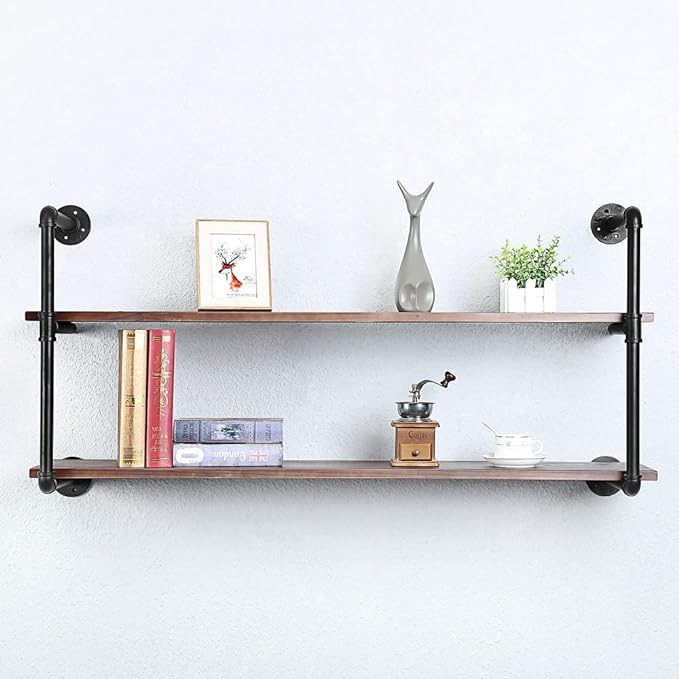 Industrial Pipe Shelving Wall Mounted,48in Rustic Metal Floating Shelves