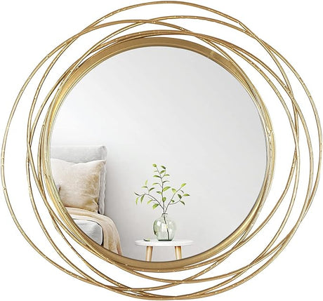 Round Gold Mirror 27.5" for Living Room Wall Decor,