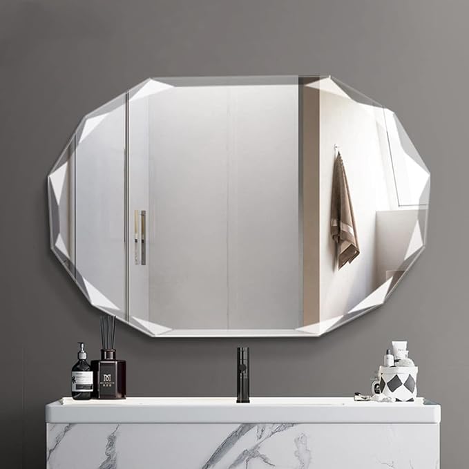 Single Beveled Edge Frameless Wall Mount Bathroom Vanity Mirror