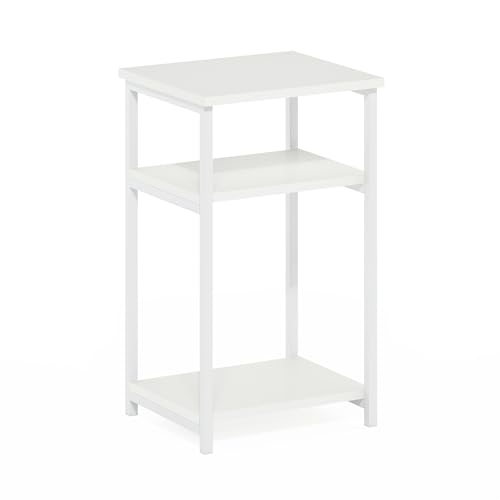 Just Metal Frame End Table, 11.73 (D) x 13.39 (W) x 22.8 (H) inches, White/White