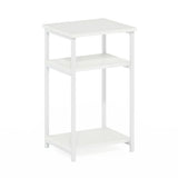 Just Metal Frame End Table, 11.73 (D) x 13.39 (W) x 22.8 (H) inches, White/White