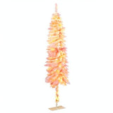 6FT Prelit Pencil Artificial Christmas Tree with Snow Flocked Branches