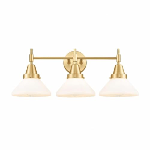 3 Light Bath Vanity-9.25 Inches Tall and 26 Inches Wide-Satin Gold Finish-Matte White Glass Color