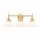 3 Light Bath Vanity-9.25 Inches Tall and 26 Inches Wide-Satin Gold Finish-Matte White Glass Color