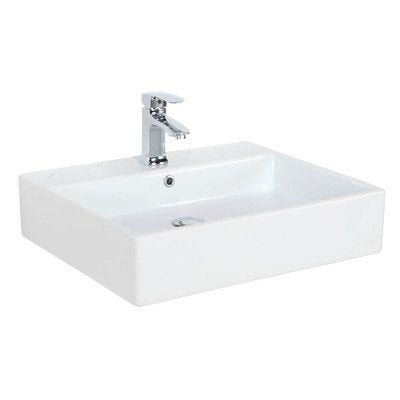 Simple 23.6" Wall Mounted/Vessel Bathroom Sink with Overflow Faucet Mount: 1 Hole