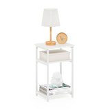 Just Metal Frame End Table, 11.73 (D) x 13.39 (W) x 22.8 (H) inches, White/White