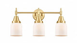 3 Light Bath Vanity-11 Inches Tall and 23 Inches Wide-Satin Gold Finish-Matte White Glass