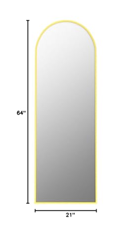 Arched Full Length Floor Mirror 64" x 21" - Gold Aluminum Frame